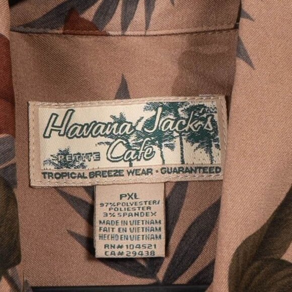 Havana Jacks Cafe Floral Button Up Shirt PXL Womens Beige Tropical Floral Napped - Picture 4 of 5